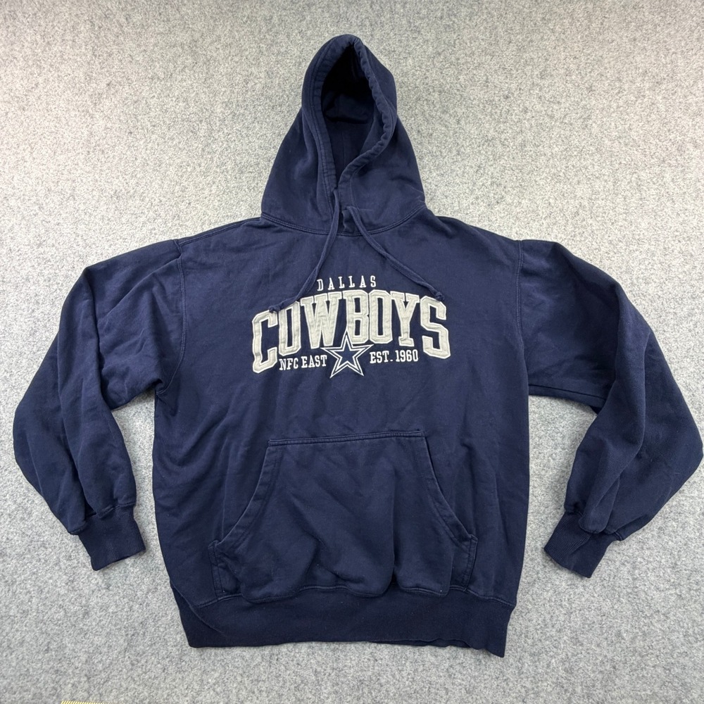 Dallas Cowboys Authentic Mens Navy Blue Hoodie Large NFC East Est 1960